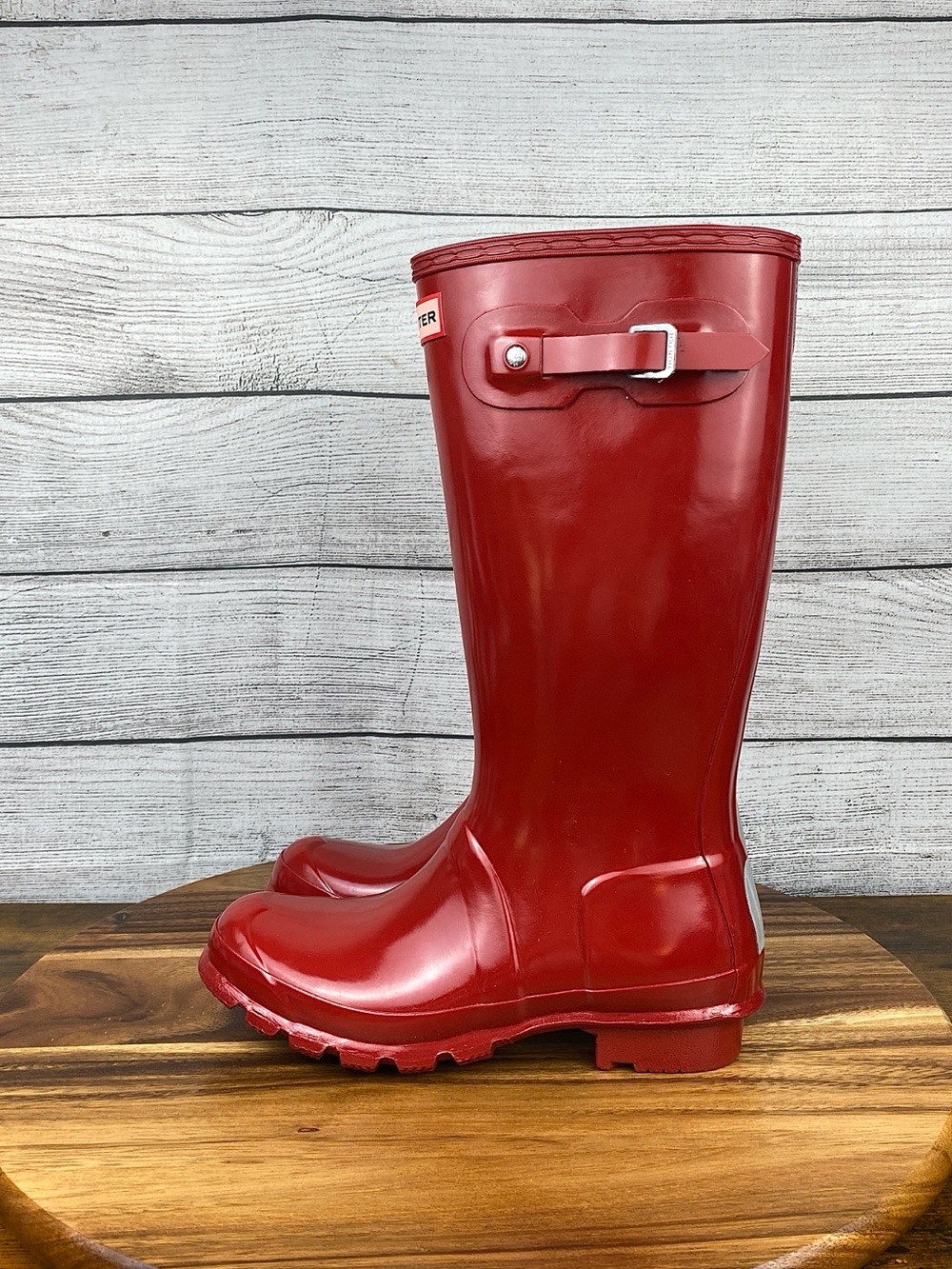 Hunter Boots Original Tall Gloss Military Red Rain Boot Womens Shoe Size 6 EU 37